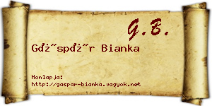 Gáspár Bianka névjegykártya